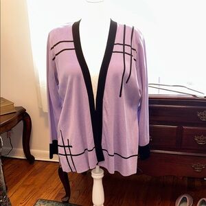 Misook Purple Cardigan with Black Detailing